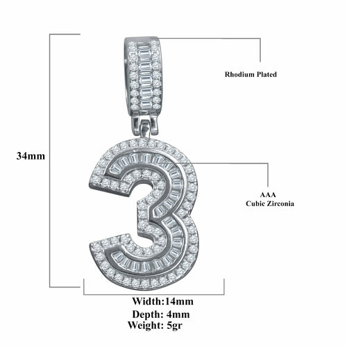 CIPHER STERLING SILVER (NUMERIC) PENDANT WITH CZ I 9218381